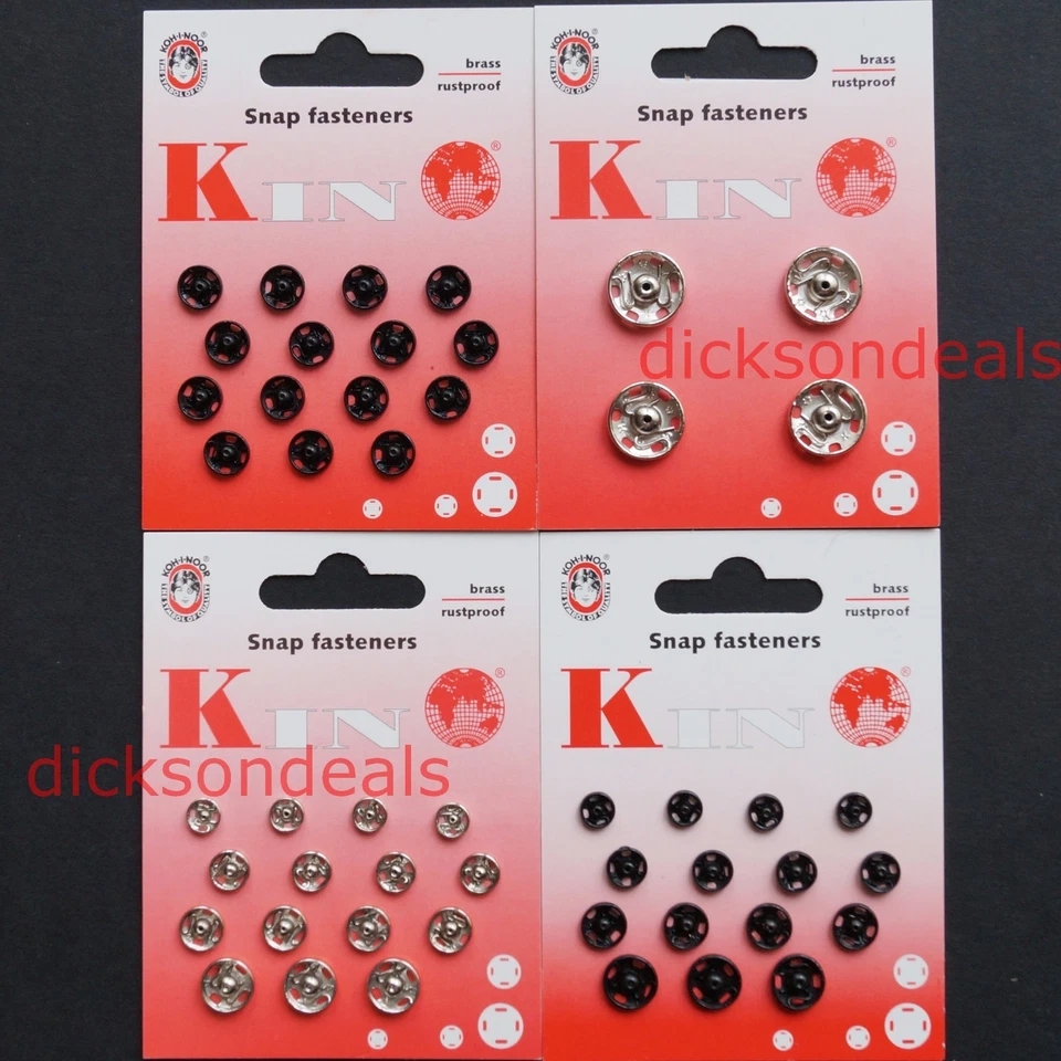 Snap Fasteners Press Studs Metal Black or Silver Small Medium Large 5mm to 19mm