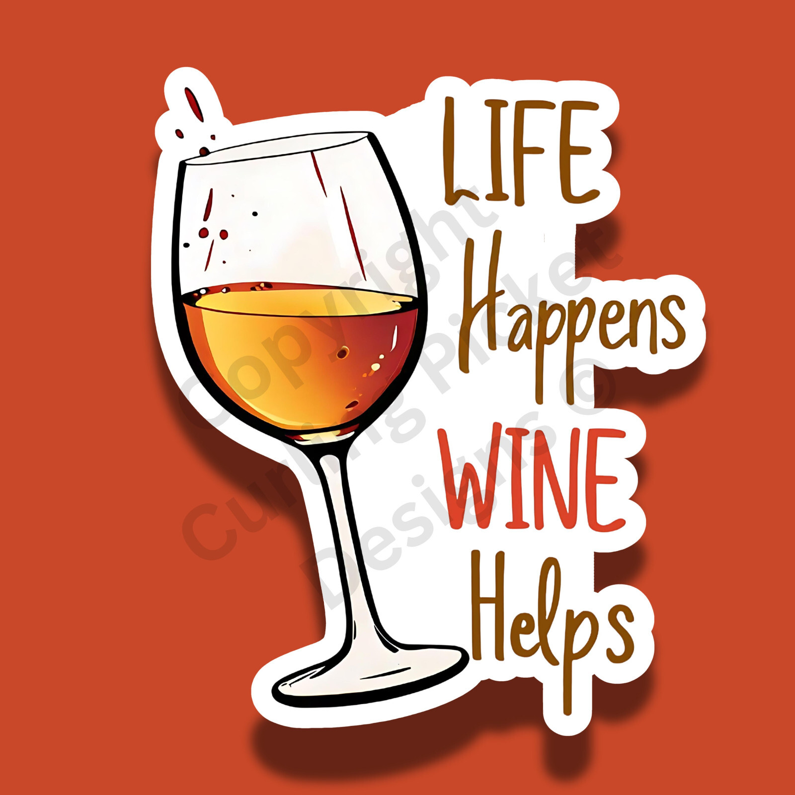 Life Happens Wine Helps Funny Laptop Hydroflask 3" Vinyl Lam