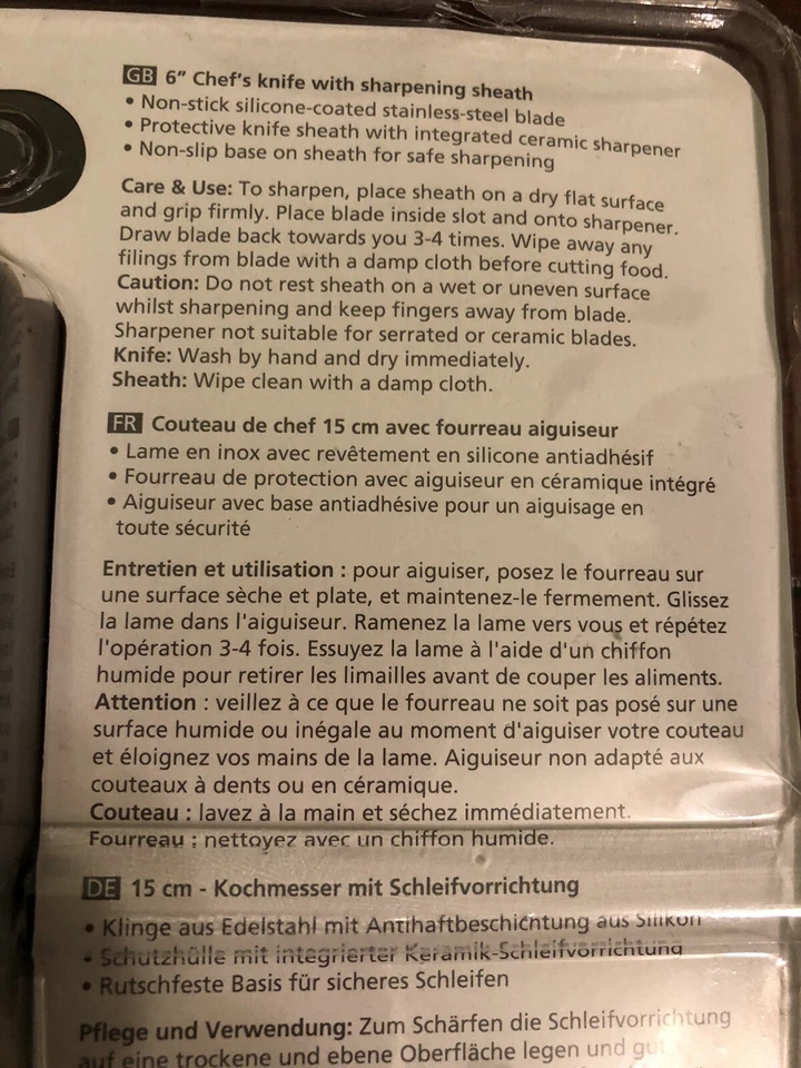 Нож шеф-повара Joseph Joseph Slice & Sharpen 6 дюймов с заточенными ножнами One Peace - Изображение 4 из 4