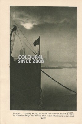 LONDON LIGHTING THE FOG WATERLOO BRIDGE SHOT TOWER c 1926 ILLUSTRATIONSDRUCK 