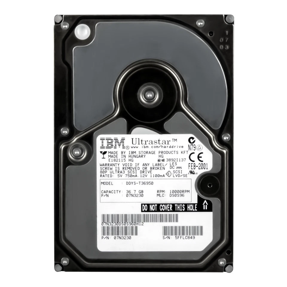Hard Drive IBM 07N3230 36GB 10K 4MB SCSI U160 3.5'' DDYS-T36950 - Image 2 of 3