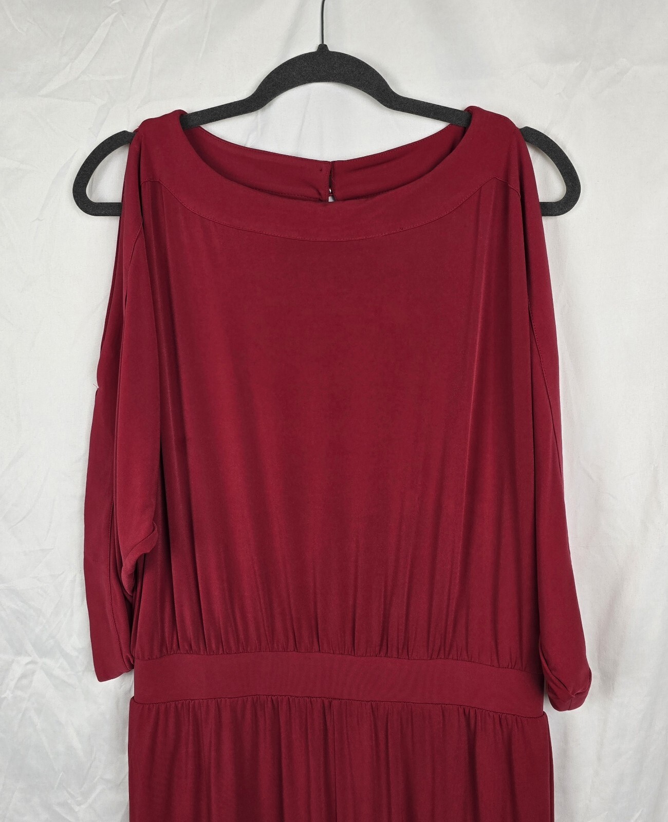 Chico's Solid Red Jumpsuit Blouson Cold Shoulder … - image 5