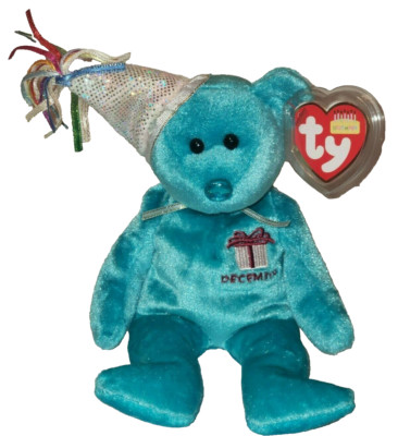 Ty Beanie Baby DECEMBER the Birthday Teddy Bear (9 Inch) MWMT Stuffed Animal Toy
