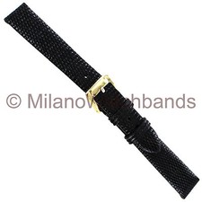 14mm Speidel Genuine Lizard Black Unstitched Flat Ladies Watch Band Long 252 631