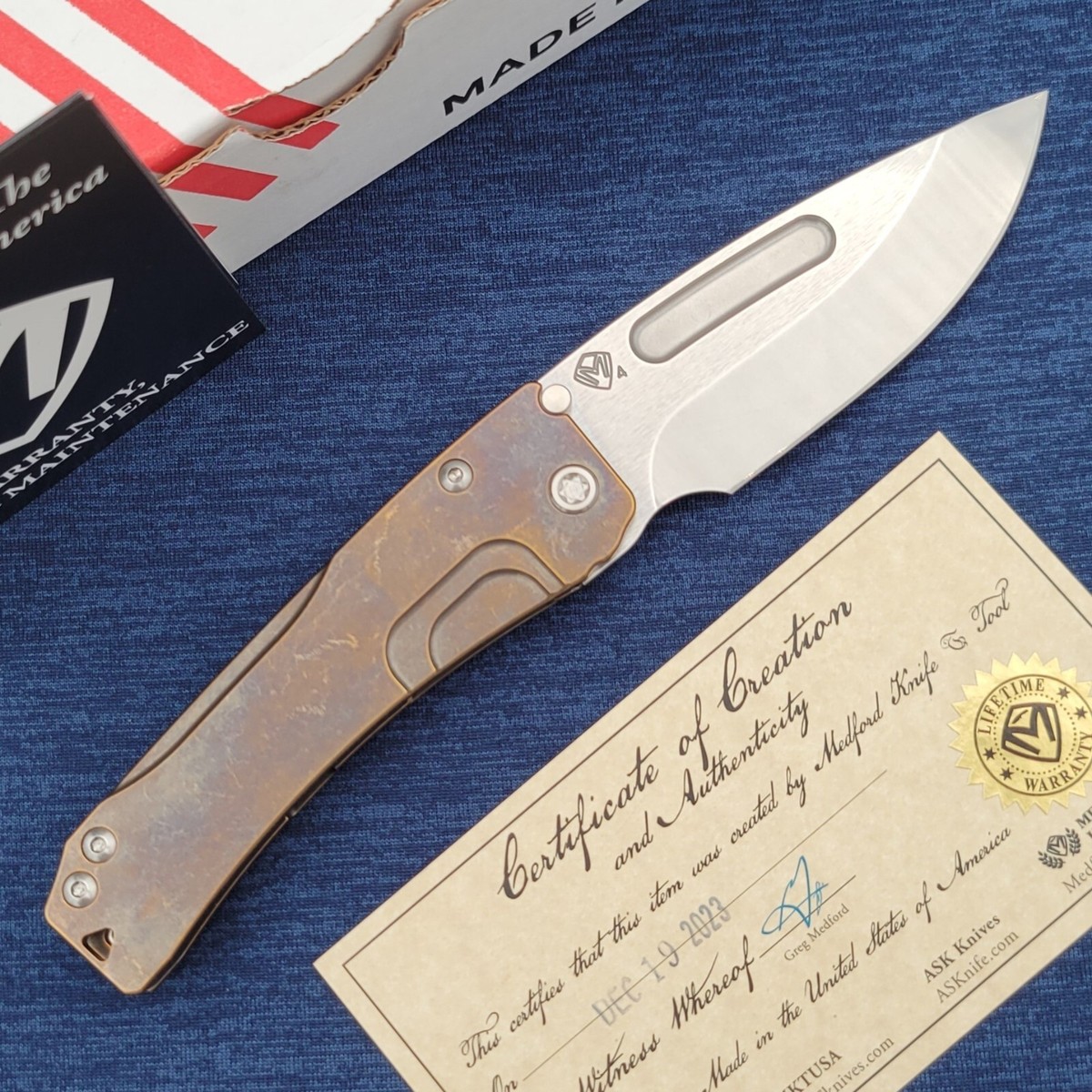 Medford Slim Midi LEFT-HANDED Tumbled CPM-S45VN Drop Point Blade
