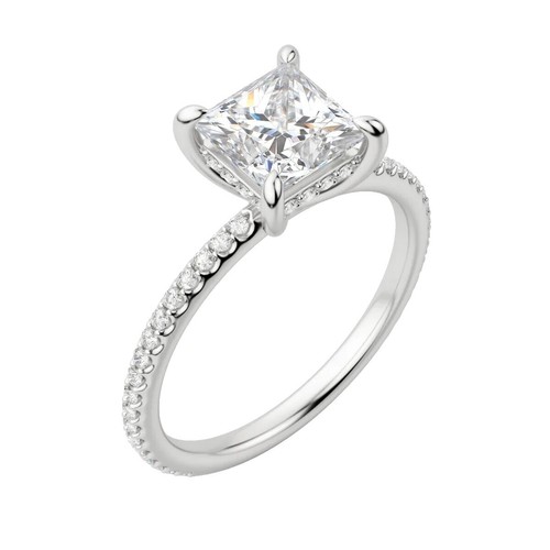 6CT Created Princess Cut Red Diamond Solitaire Engagement Ring 14K
