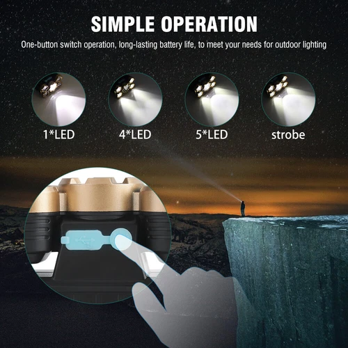 Superhelle 5 LED Gold Stirnlampe USB Wiederaufladbar Wasserdicht Stirnlampe Taschenlampe - Bild 6 von 8