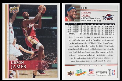 2008 Upper Deck LeBron James #23 Trading Card (#8/10) Cleveland Cavaliers NBA