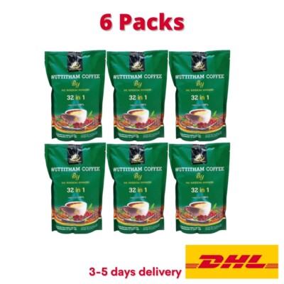 6x Wuttitham Healthy Instant Coffee 32 in 1 Herbs Mixed Weight Management Diet