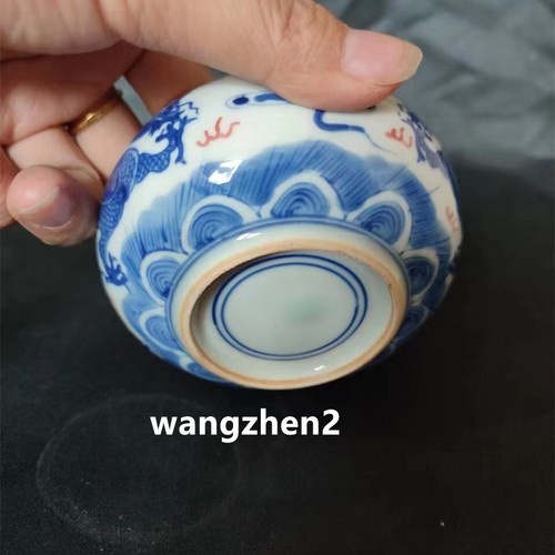 Exquisita maceta de porcelana china azul y blanca con patrón de dragón - Imagen 6 de 10