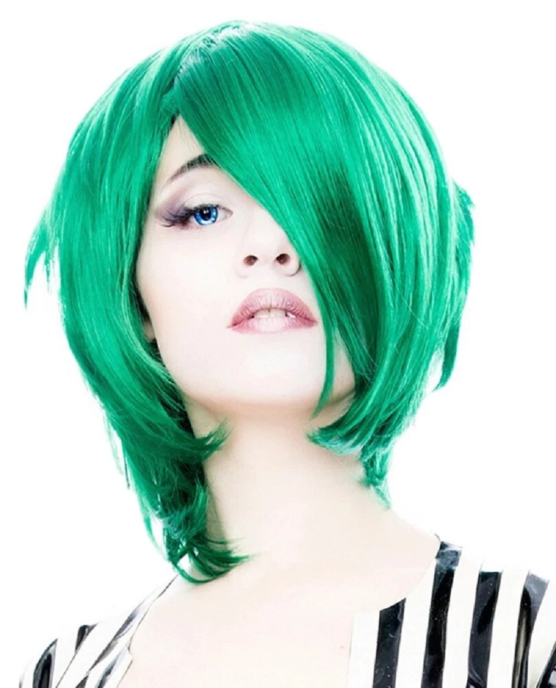 Rockstar Wigs Boy Cut Long Emerald Jade Green Anime Cosplay Adult