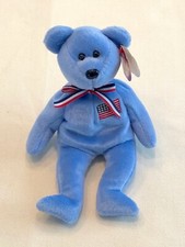 TY Beanie Babies AMERICA 9/11 Blue Bear Retired 2002 with Tags