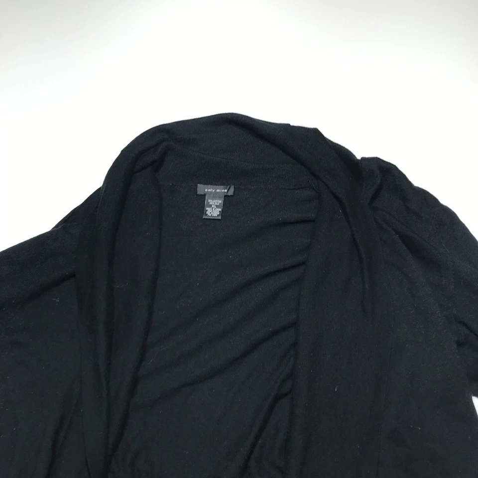 Cardigã suéter feminino Only Mine XL preto frente aberta algodão seda assimétrico - Imagem 3 de 4