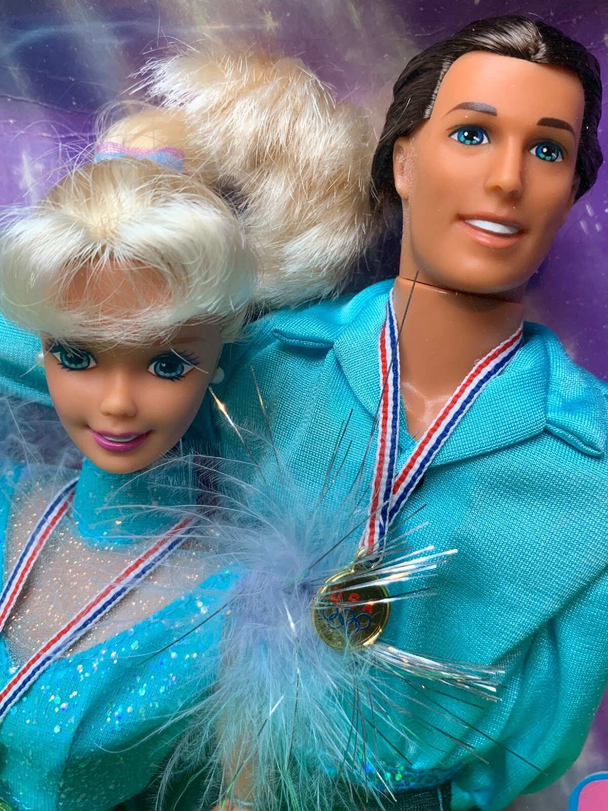 Olympic Skater Barbie & Ken Dolls Mattel 1997 USA Skate And Spin 18726