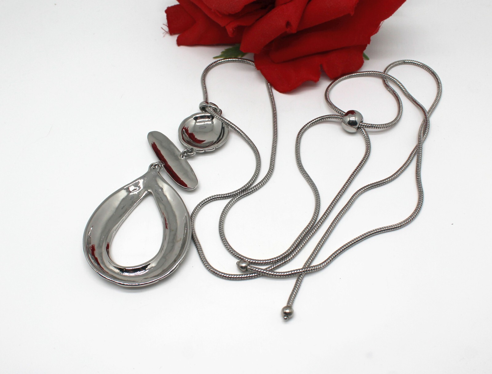 Gorgeous Silver tone Adjustable  Statement 41" Ne… - image 2