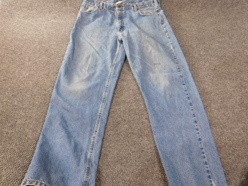 carhartt jeans mens 38x33 blue workwear light wash relaxed fit construction