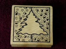 Used Magenta MGI0251 Christmas Tree Snow Holidays Star snowcovered Rubber Stamp