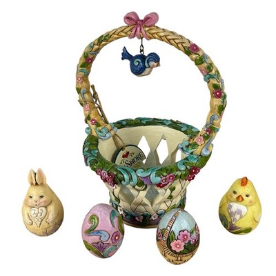 Jim Shore Easter Spring Basket 2012 Basketful Of Surprises Set Of 5 Read