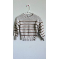 Abercrombie Kids Girls 7/8 Striped Knit Sweater Beige Brown Crewneck