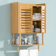 Bathroom Wall Cabinet, Over The Toilet Storage Cabinet with Adjustable Shelve...