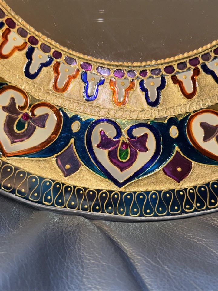 Mandala wall Mirror 13” home decor, Peruvian Round Painted glass mirror - Image 4 of 4