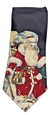 Vtg 90s Keith Daniels Santa Portrait 100% Silk Christmas Holiday Tie USA Made