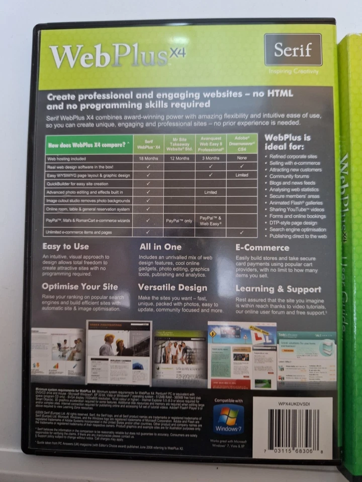 SERIF WEBPLUS X4 PROFESSIONAL QUALITY WEBSITES MADE EASY CD & USER GUIDE - Image 2 of 2