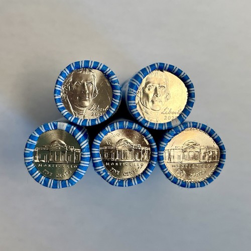 RARE 2025-D NICKELS! 5 SEALED UNCIRCULATED BANK ROLLS! 🪙🚨 FREE SHIPPING!
