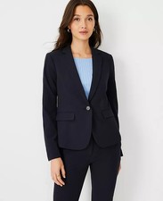 NEW Ann Taylor One Button Blazer Seasonless Stretch Navy SZ 2P