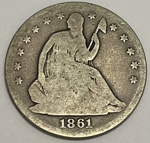 1861 50c Seated Liberty Large Silver Coin
