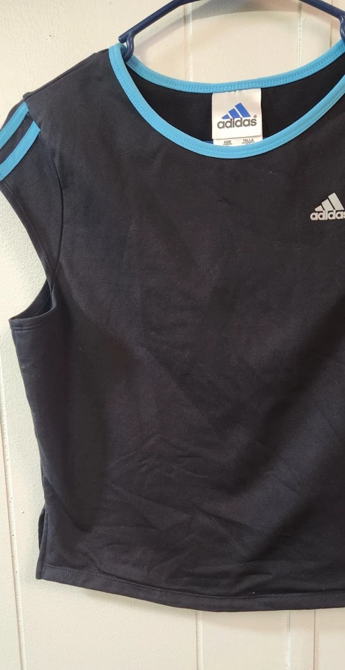 CAMISA ADIDAS CLIMALITE MANGA SUPERIOR Preta Azul MULHER DESEMPENHO GG 💗EUC - Imagem 4 de 4