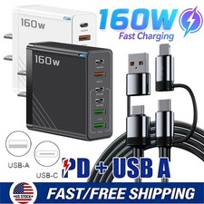 160W 6-Port Type C Charger Fast Charging QC3.0 For Samsung iPhone Android Phone