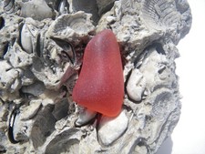 Sea Glass, Unique Shaped Thick Orange