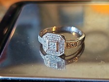 Vintage 10k White Gold Diamond Ring Deco Style Size 7.75