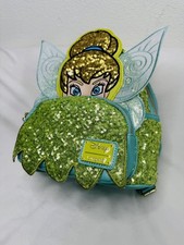 Loungefly Disney Tinker Bell Green Sequin Mini Backpack New