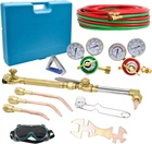 Oxygen Acetylene Gas Cutting Torch Regulator Welding Kit w/15' Hose Glasses Case