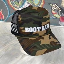 BOOT BARN Camouflage Trucker Hat KEEP WEST Flag Patch Cap OSFM USA NEW