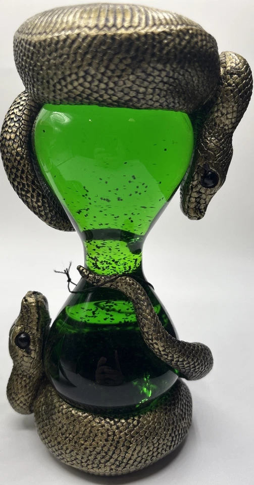 Nuevo Reloj de Arena Martha Stewart Halloween Serpiente Verde Negro Brillo Espeluznante Bronce Foto 2 de 4