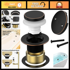 "Oil Rubbed Bronze Tub Drain Kit with Hair Catcher  Brass Tip-Toe Stopper, 2-Ho