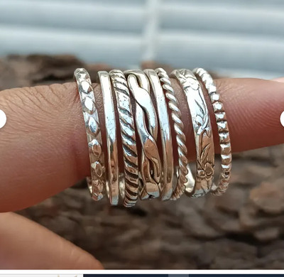 Silver stacking rings, 925 Sterling silver ring, Set Of 8 Rings silver All Size