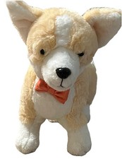FAO Schwarz Corgi Plush Dog Blonde Stuffed Animal Bow Tie 13"