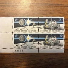 1971 8c Decade of Achievement in Space Mint Stamp Plate Block #1434/1435