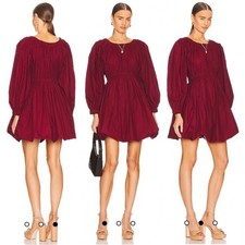 NWT Ulla Johnson Dress Martine Bubble Mini in Bordeaux Burgundy