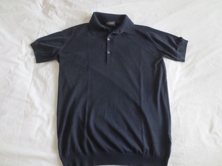 John Smedley SEA ISLAND COTTON Men's POLO SHIRT Small Navy Blue Short Sleeve