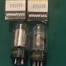 Date Matched Pair Sylvania NOS Yellow Box NIB 6AV5GA Beam Power Tubes Audio Amp