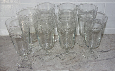 Rock Sharpe Libbey 8 Jefferson Laurel Cut Iced Tea Glasses Star of David Base VG