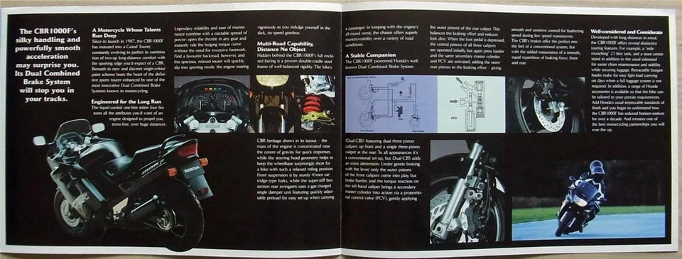 HONDA CBR1000F MOTORCYCLE Sales Brochure Oct 1998 #BR9906 - Image 3 of 4