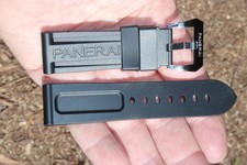 Panerai Watch 24mm Black OEM style Caoutchouc Rubber Strap Italy