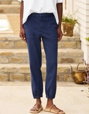 SZ 6 FRANK  EILEEN Jameson Navy Flax Blend Jogger Minimal Staple Pants
