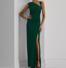 Ralph Lauren Stretch Jersey Sleeveless Evening Gown Dress Dark Green Womens 8